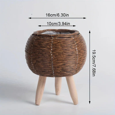cache pot sur pied couleur marron avec dimension