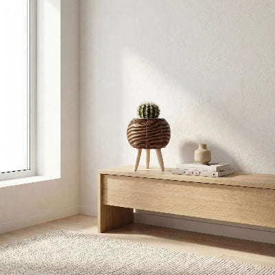 cache pot sur pied marron foncé
