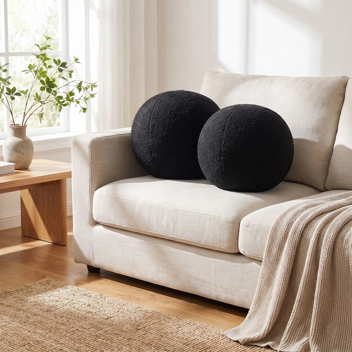 coussin canape noire dans le canapé  au salon