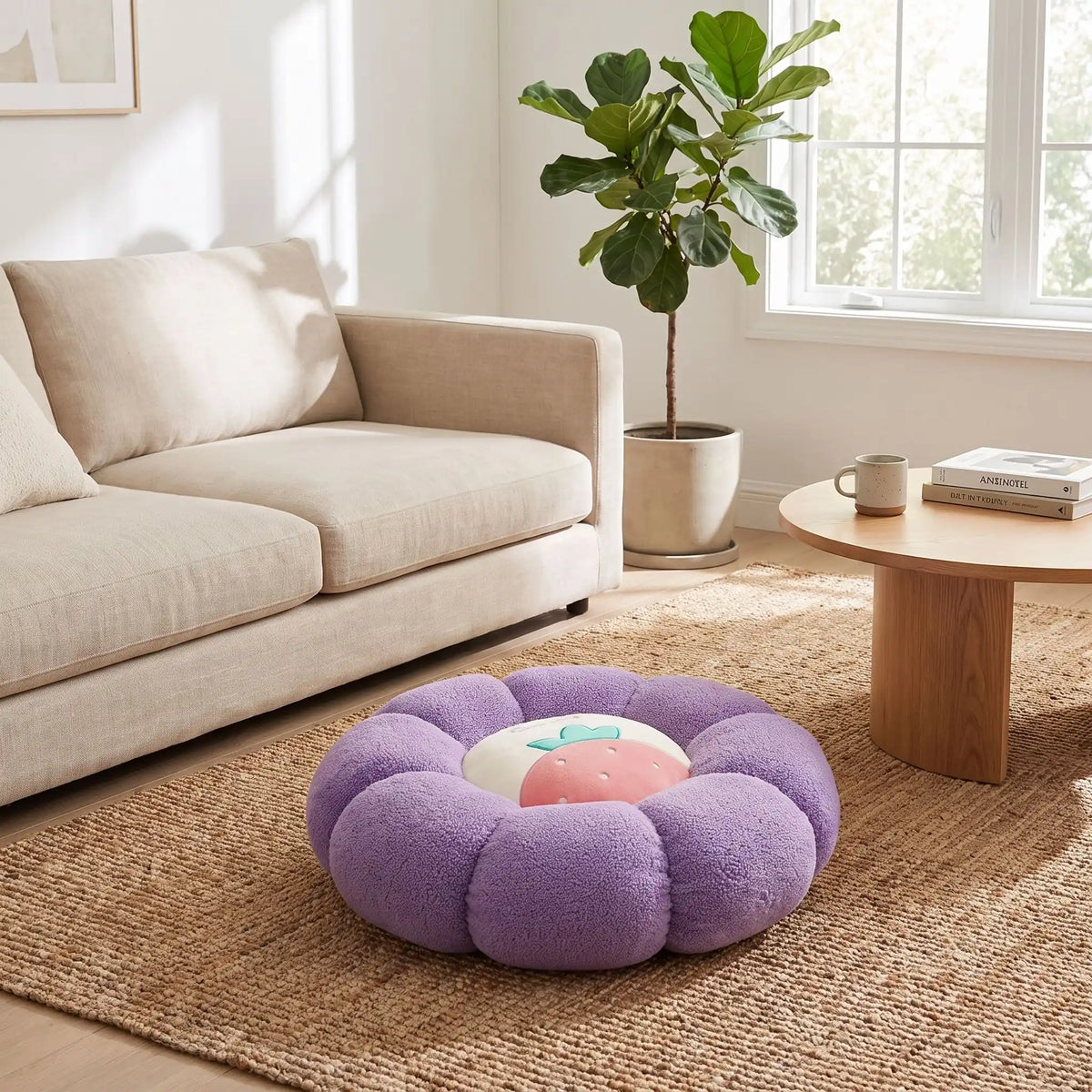 coussin de sol rond violet