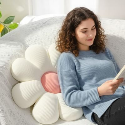coussin fleur blanc