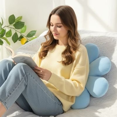 coussin fleur bleu