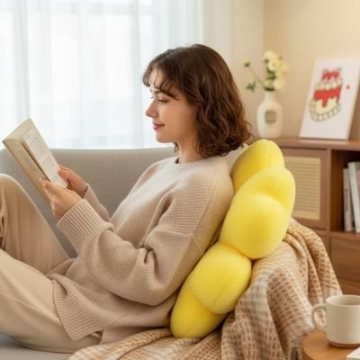 coussin fleur jaune confortable