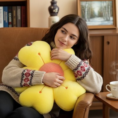 coussin fleur jaune
