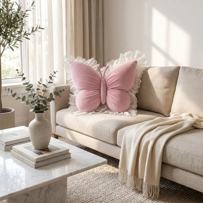 coussin pour canapé canapé papillon rose au coin du canapé