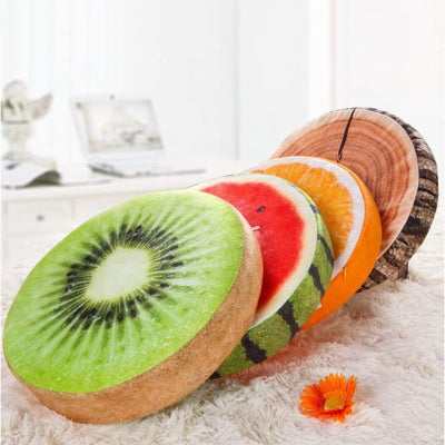 coussin rond aux fruits multiples 