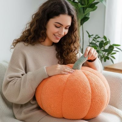 coussin rond orange doux élégant parfait pour décorer  embellir 
