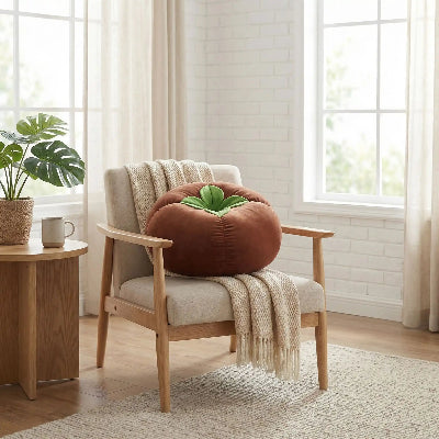 coussin rond marron