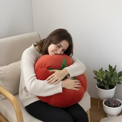 coussin rond rouge confortable