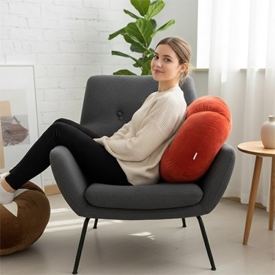 coussin rond rouge