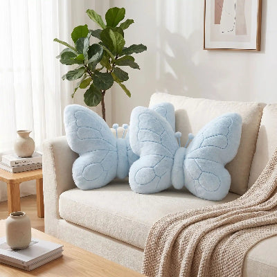 coussins décoratifs pour salon bleu sur canape