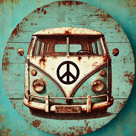 décoration murale bois disque décoratif mural bois vert orné de logo voiture