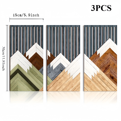 décoration murale trois pièces rectangulaires bois motifs design élégant boho