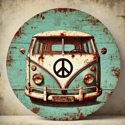 décoration murale voiture bois  sur fond vert
