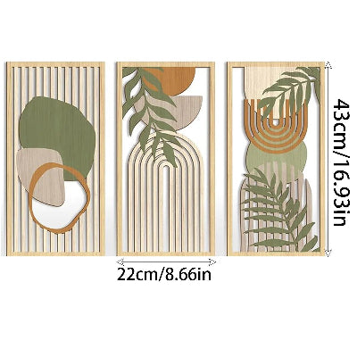 décorations-murales-fond-beige-en-bois-trois-ensemble