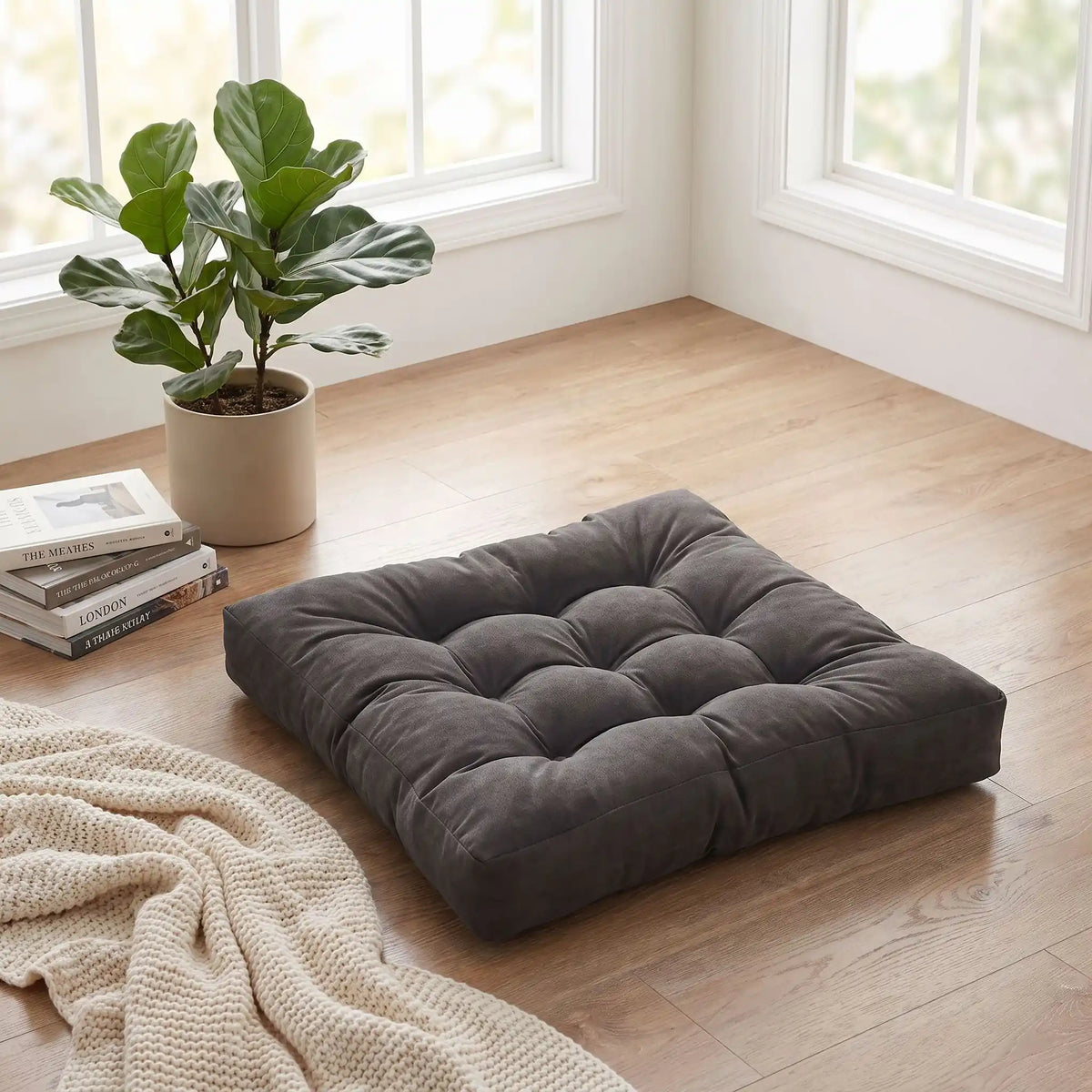 gros coussin de sol gris foncé