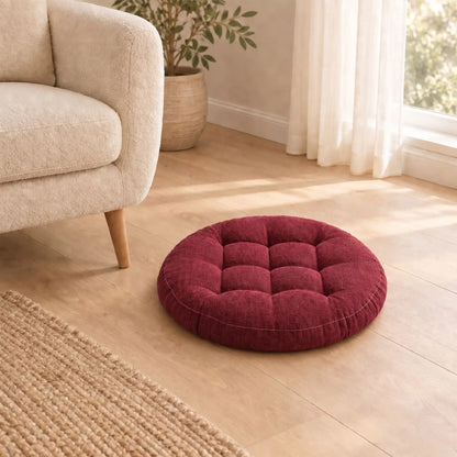 gros coussin de sol rouge bordeaux