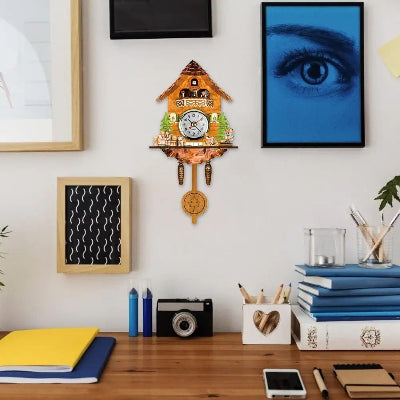 horloge coucou en bois décor rustique 