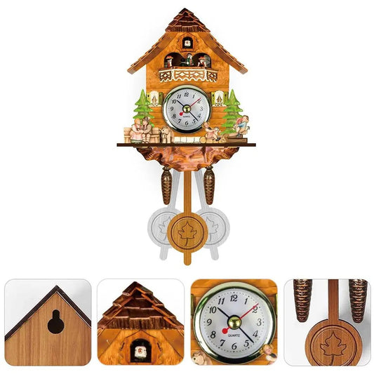 horloge coucou en bois avec cadran pendule fenetres