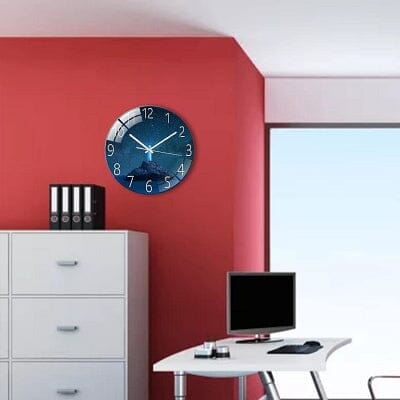 horloge murale design bleu pour salon cosy