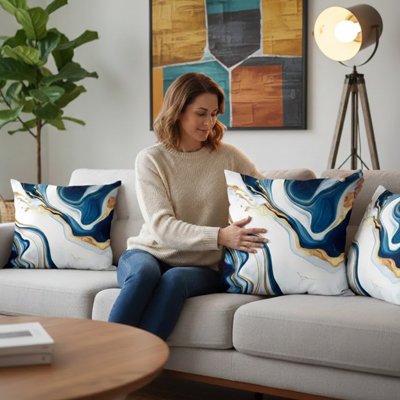 housse  coussin bleu élégant 