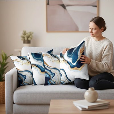 housse  coussin bleu