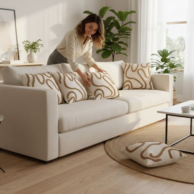 housse  coussin café
