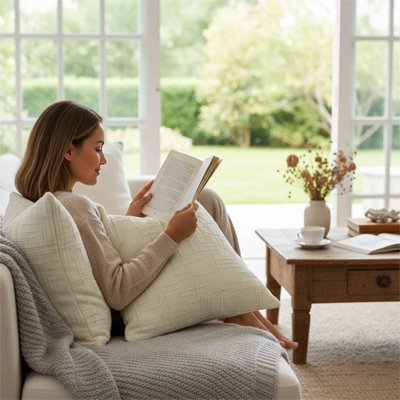 housse coussin en lin blanc déco