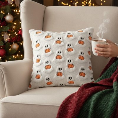 housse coussin fantôme orange