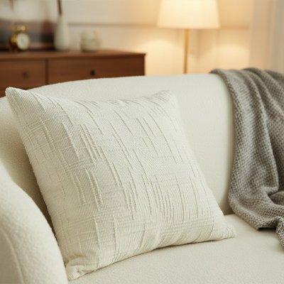 housse coussin en lin blanc 