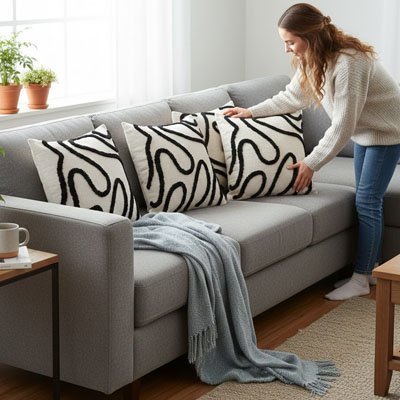 housse  coussin noir