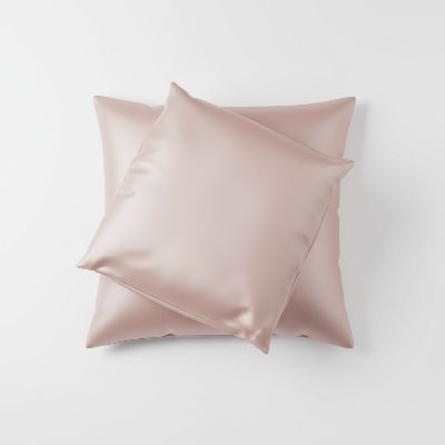 housse coussin satin rose nude