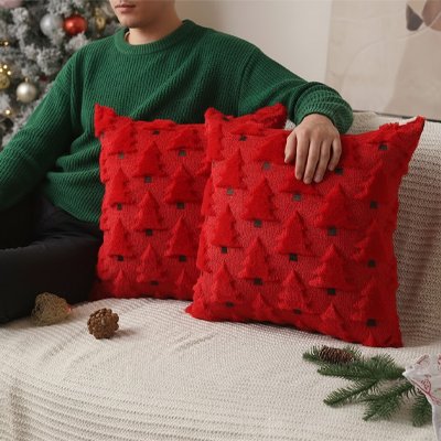 housse coussin tricot rouge