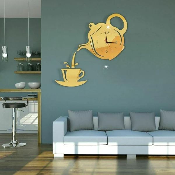 Horloge Murale - CupTeapotWallClock™- Doré