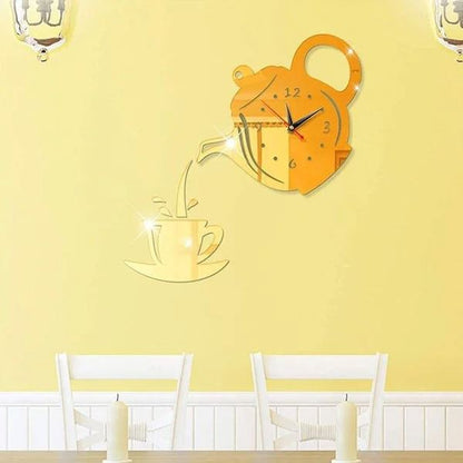 Horloge Murale - CupTeapotWallClock™- Doré