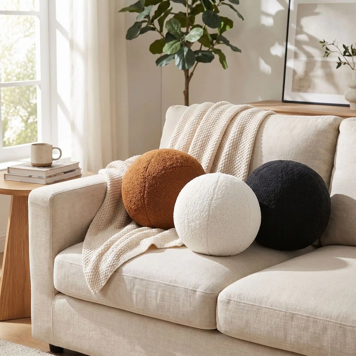 trois différentes couleurs de coussin canape dans le canapé