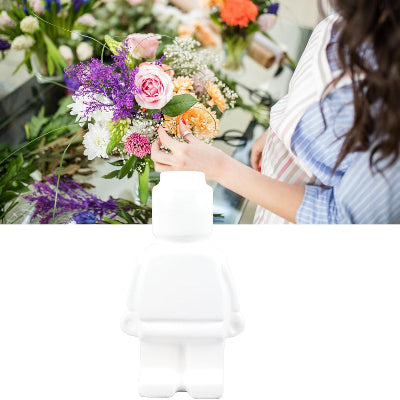vase blanche  céramique décorative  fleurs multi couleurs