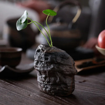 vase en céramique avec plante au plancher